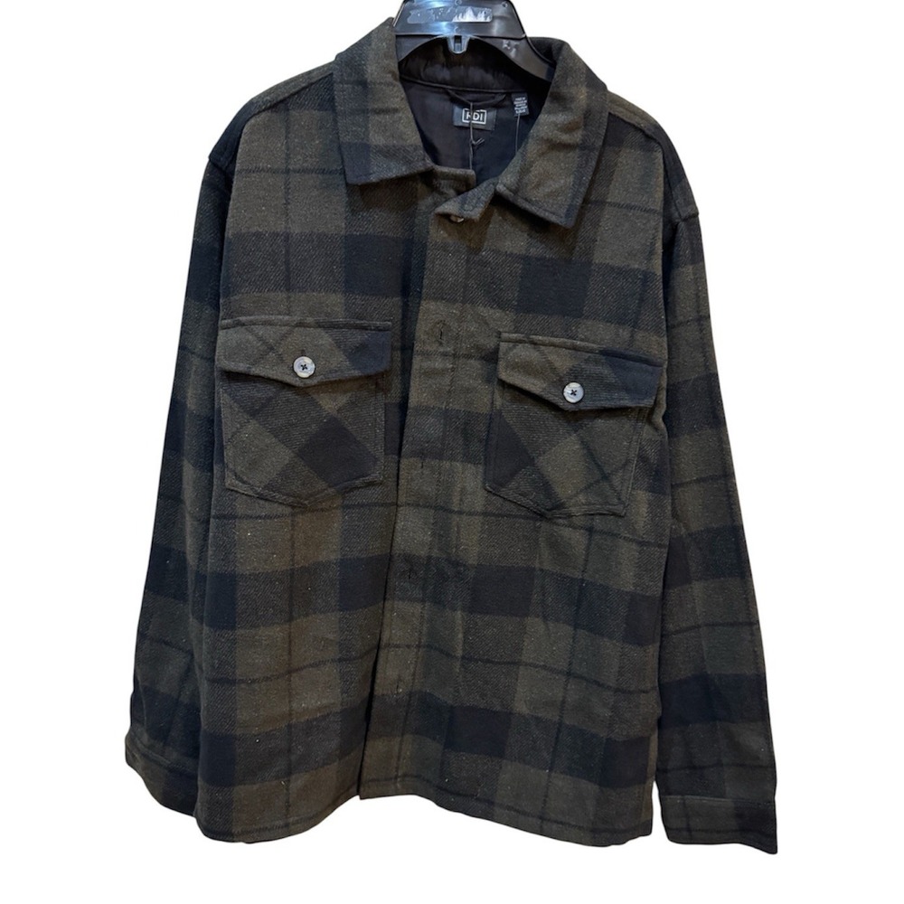 NEW RDI Men's Plaid Shacket Size Large Wool Blend Outdoors Button Down Shirt